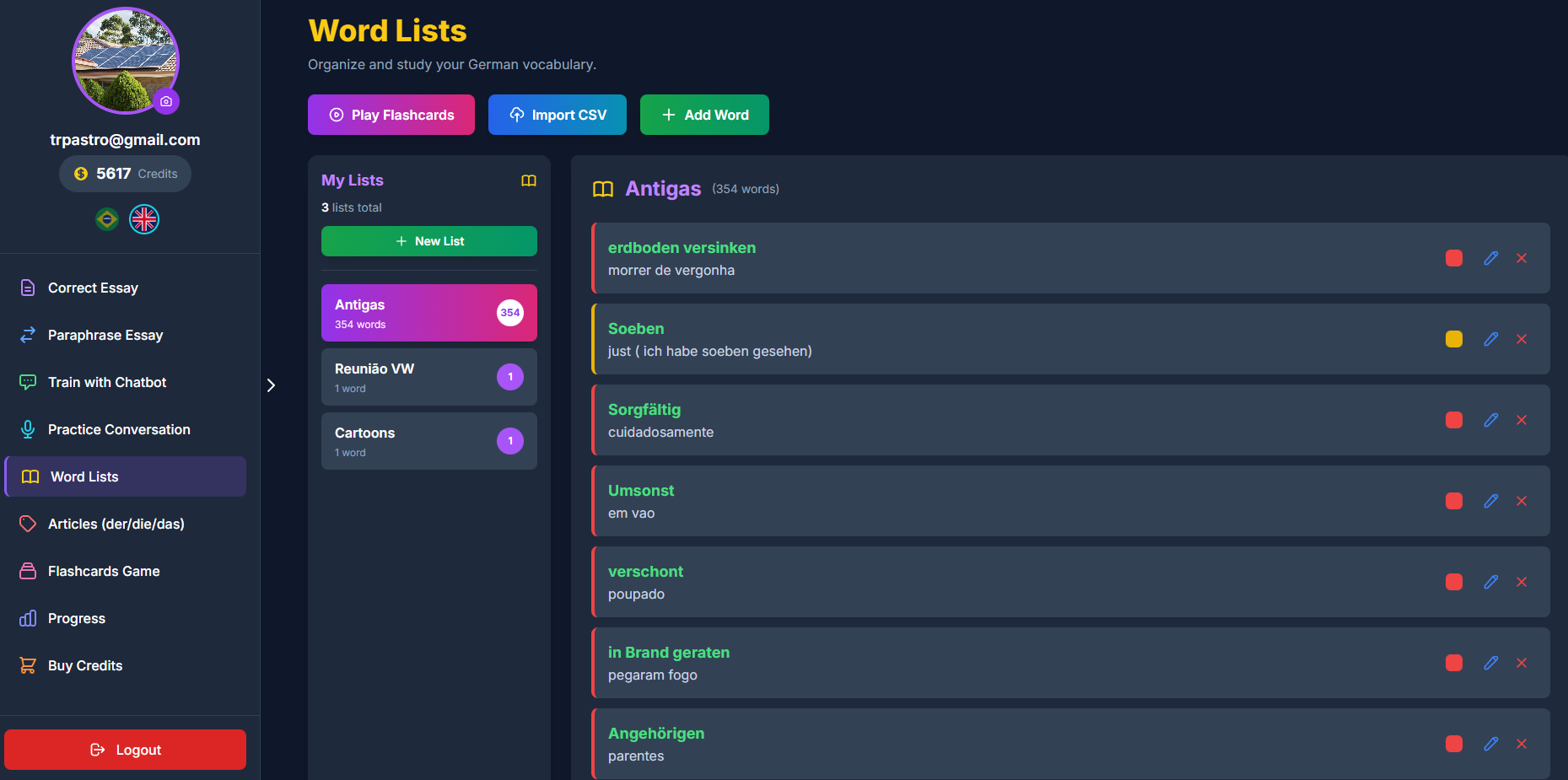 Listas de Vocabulário